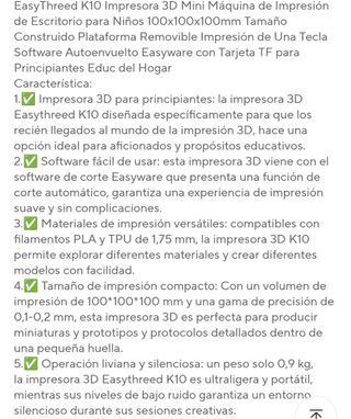 Mini Impresora 3D Easy Threed K10 sin estrenar
