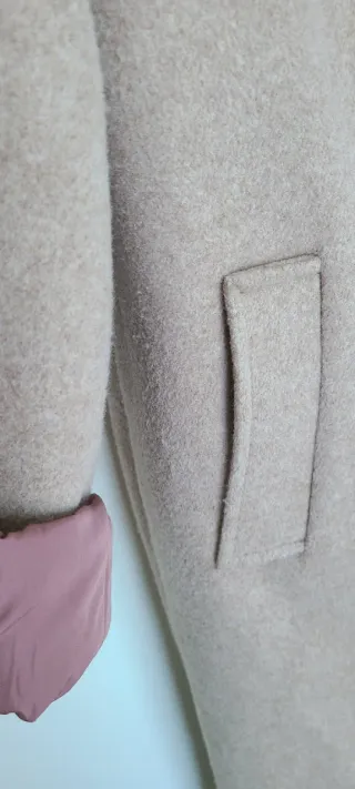 Abrigo paño largo beige