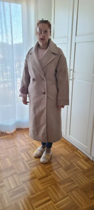 Abrigo paño largo beige