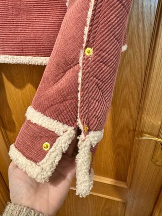 Chaqueta pana forro borreguito rosa Talla S