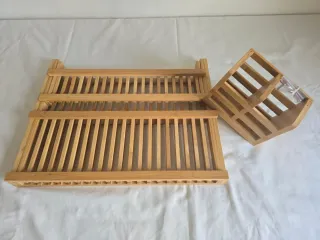 Conjunto Escorredor Loiça e Porta-Talheres Bambu