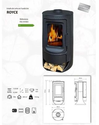 Estufa de Leña Royce Fundicion 9kW VIC1008