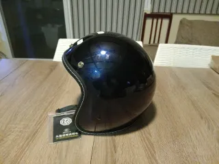Casco Moto Retro Azul Metalizado Talla M