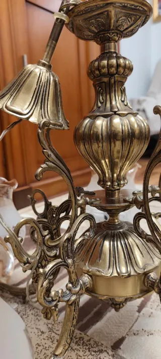 Lámpara de bronce y cristal