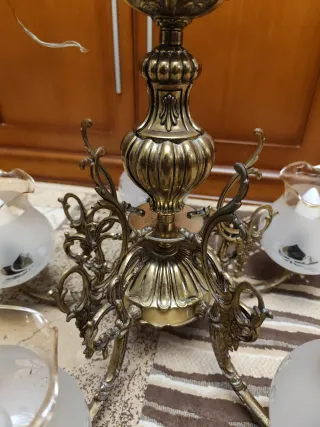 Lámpara de bronce y cristal