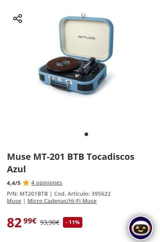 Tocadiscos Muse MT-201 BTB Azul Bluetooth USB