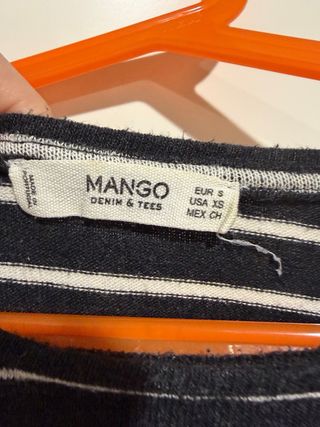 Camiseta Mango Rayas Blanco y Negro