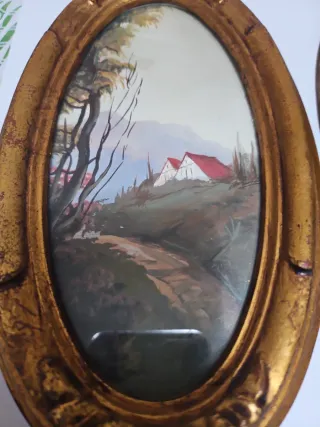 Coppia Quadri Antichi Olio su cartoncino