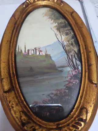 Coppia Quadri Antichi Olio su cartoncino