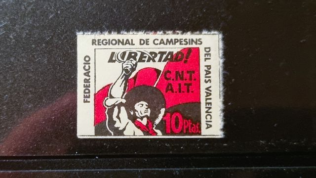 Sello CNT-AIT Valencia 10 Ptas