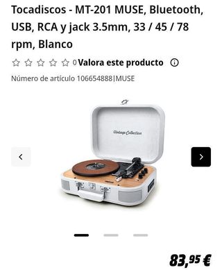 Tocadiscos MUSE MT-201 WW Blanco