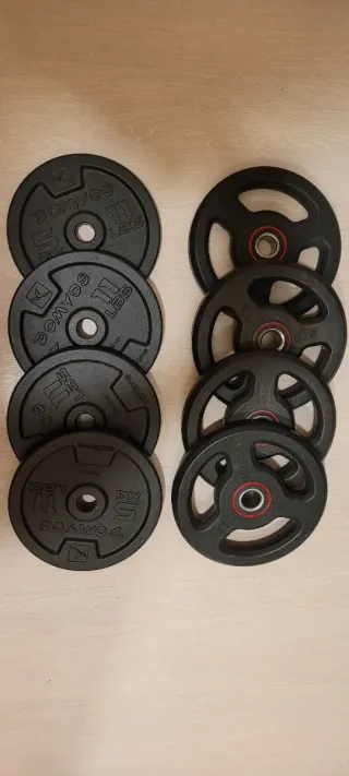 2 Mancuernas 30kg (Discos caucho/metal)