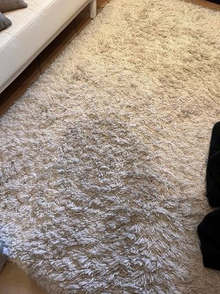 Alfombra pelo alto beige/blanco