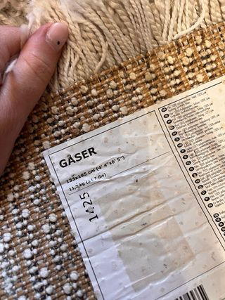 Alfombra pelo alto beige/blanco