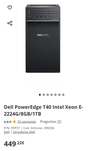 Servidor Dell PowerEdge T40 Negro