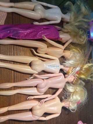 Lotto di bambole tipo Barbie e cavalli