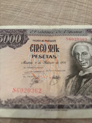 Billete 5000 Pesetas España 1976