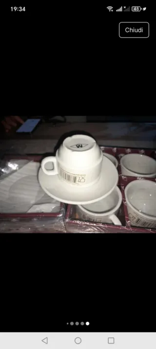 Set 6 tazze e piattini in porcellana