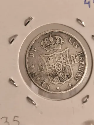 Moneda Isabel II 4 Reales 1858 Plata