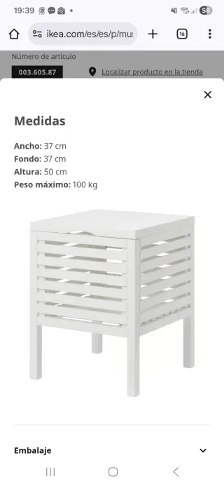 Asiento Almacenaje Ikea Muskan Blanco