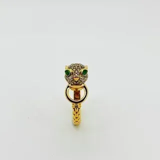 ANILLO PANTERA CON CIRCONITAS. Oro 18k.