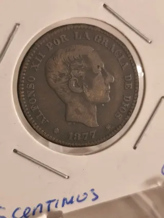 Moneda Alfonso XII 5 Céntimos 1877