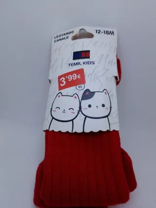 Leotardo canalé Temil Kids rojo 12-18M