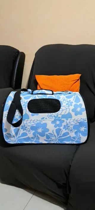 Transportín para gato estampado floral (sin uso)