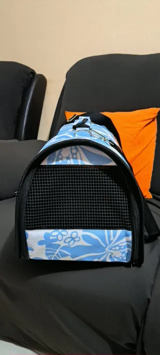 Transportín para gato estampado floral (sin uso)