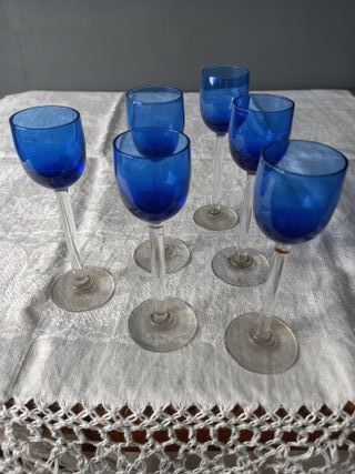 SEIS COPAS DE LICOR ANTIGUAS, AÑOS 40