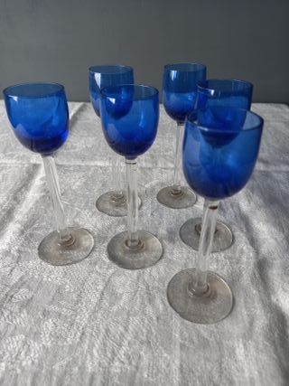 SEIS COPAS DE LICOR ANTIGUAS, AÑOS 40