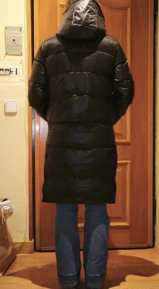 Abrigo largo plumón mujer negro