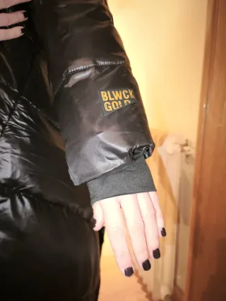 Abrigo largo plumón mujer negro