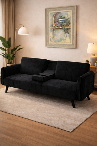 Economico sofa cama negro + posa vasos