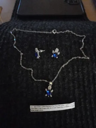 Conjunto Collar y Pendientes Tortuga Azul