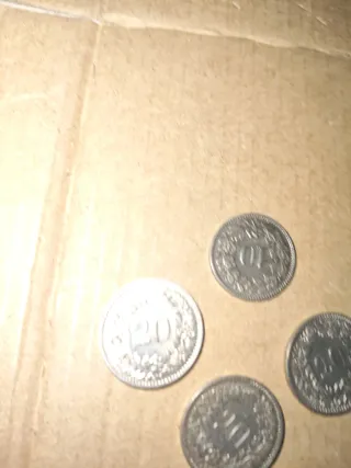 4 Monedas Suizas 1x10 y 3x20 céntimos MUY antiguas