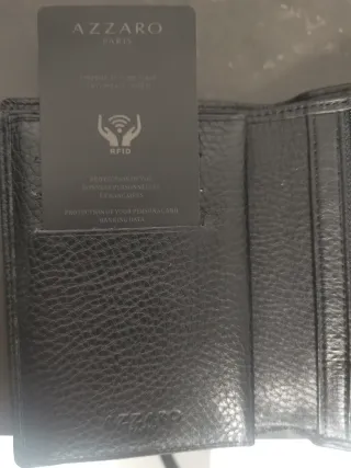 Cartera triple de cuero genuino AZZARO Paris