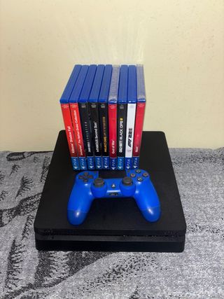 PS4 Slim 1TB + Mando + 11 Juegos precio negociable