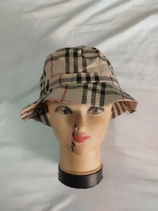 Gorro de verano vintage a cuadros unisex talla M