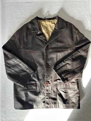 Giacca Pelle Vintage Uomo 100% Vera Pelle