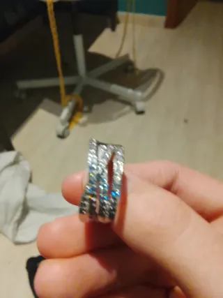 Anillo amplio banyado plateado Diseño Entrelazado