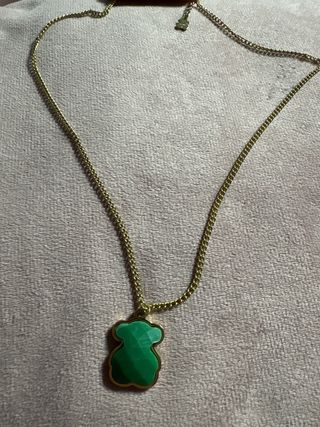 Collar Oso Verde y Dorado acero inoxidable
