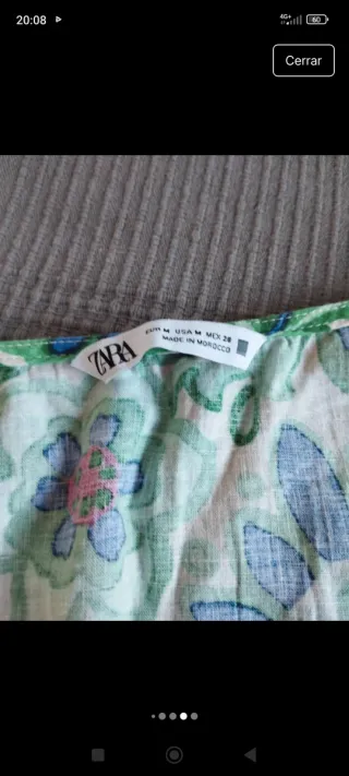 Blusa estampada verde y multicolor