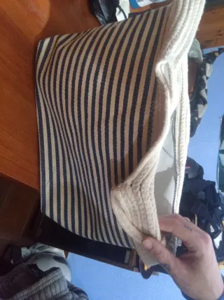 Bolsa de playa ANNE MÖLLER rayas azul y blanco