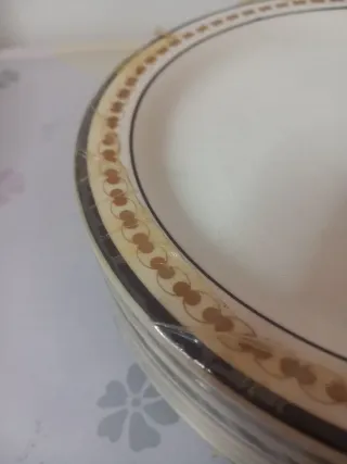 Set 6 Piatti Porcellana Beige e Marrone Pagnossin