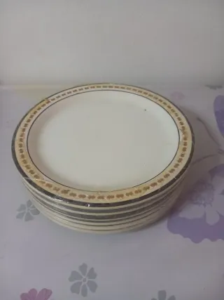 Set 6 Piatti Porcellana Beige e Marrone Pagnossin