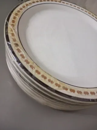 Set 6 Piatti Porcellana Beige e Marrone Pagnossin