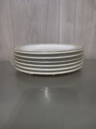 Set 6 Piatti Porcellana Beige e Marrone Pagnossin