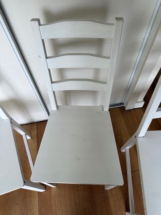 4 Sillas de Comedor de Madera Blancas
