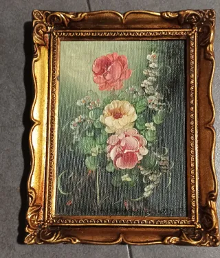 Cuadro Vintage Flores Hecho a Mano